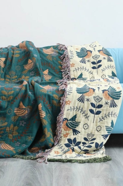 Canadily Home™ - Handmade Artsy Reversible Blanket With Nature Print