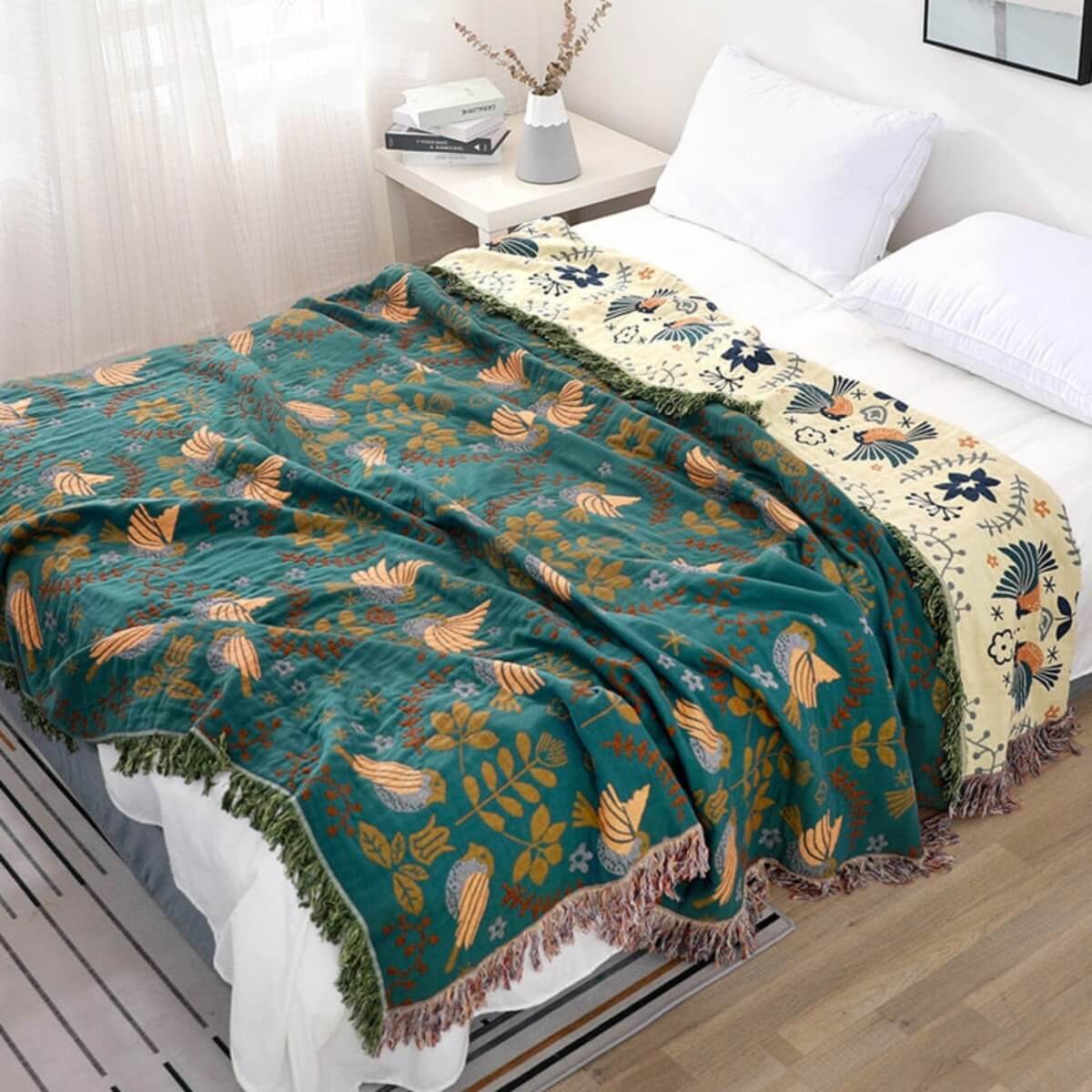 Canadily Home™ - Handmade Artsy Reversible Blanket With Nature Print